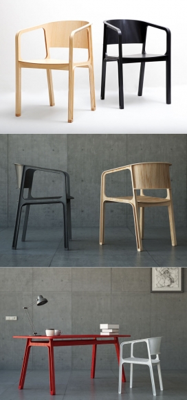 轻量级胶合板Beams椅子-科隆Eric and Johnny设计工作室作品，灵感来自于建筑行业用的横梁