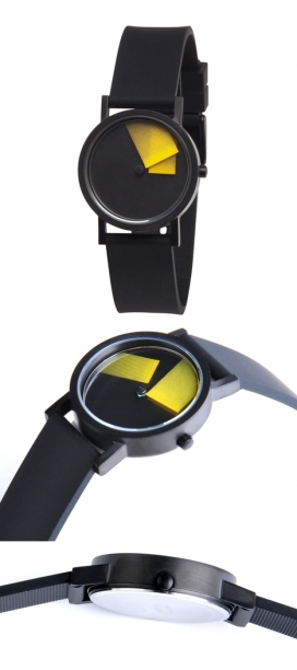 Dezeen手表，有两个传统手表指针，留下一串颜色随着时间的推移而改变-意大利Denis Guidone腕表设计师作品