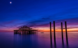 布莱顿码头霞光自然美景