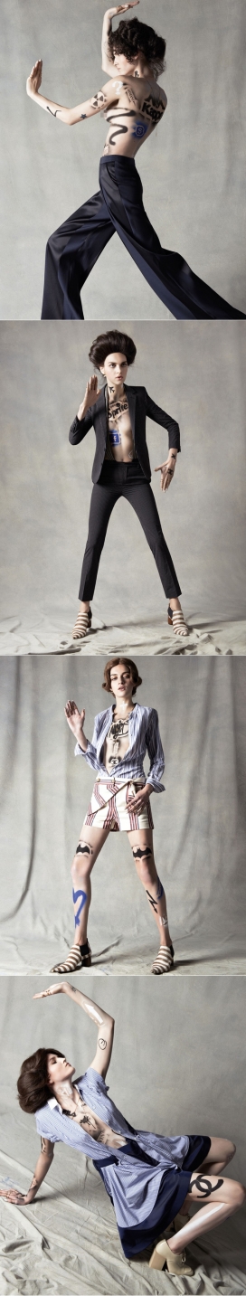 字母女-时尚酷的字母纹身与造型组合人像