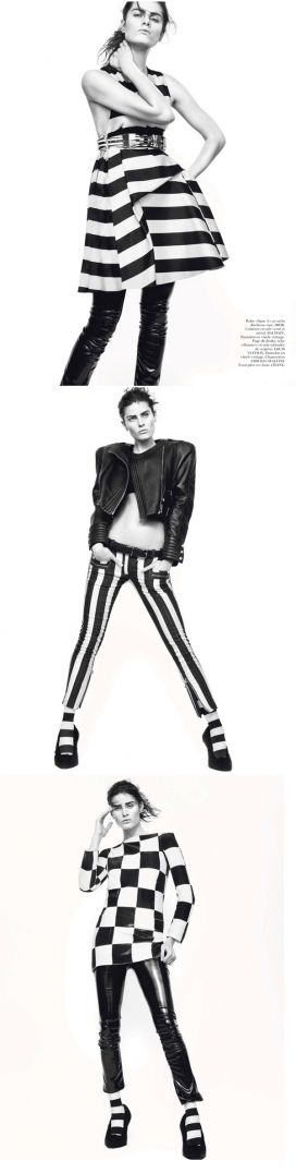 Vogue巴黎-大卫•西姆斯-高对比的黑白条纹时装