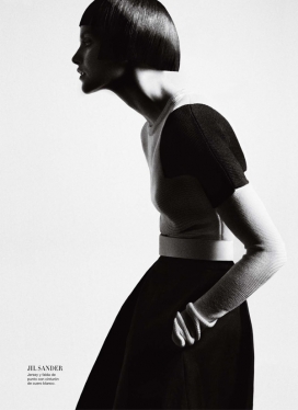 时尚Bazaar芭莎西班牙2013年2月-利落短发时尚，光学几何图案和工业面漆时装秀