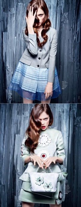 ELLE世界时装之苑乌克兰3月封面-“脸”穿看起来。香奈儿，普拉达，华伦天奴国际奢侈品服饰春季风格系列