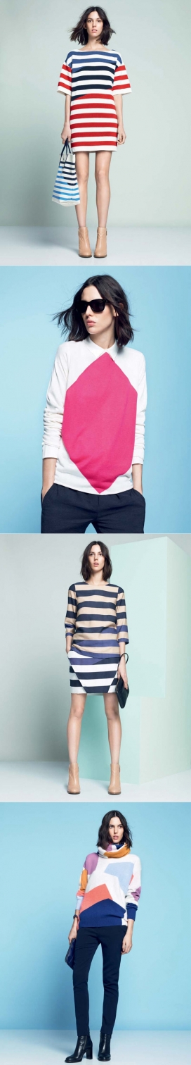 五颜六色的条纹运动装形状时装秀