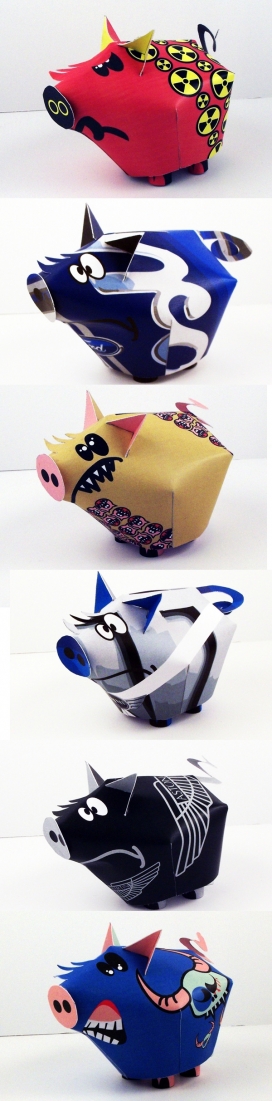 3D纸雕猪-立陶宛维尔纽斯Marius Ilgunas3D纸雕艺术家作品