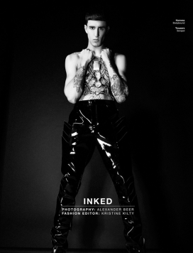 万里兰福德-光泽皮革，网眼面罩和琳琅满目的雌雄同体珠宝