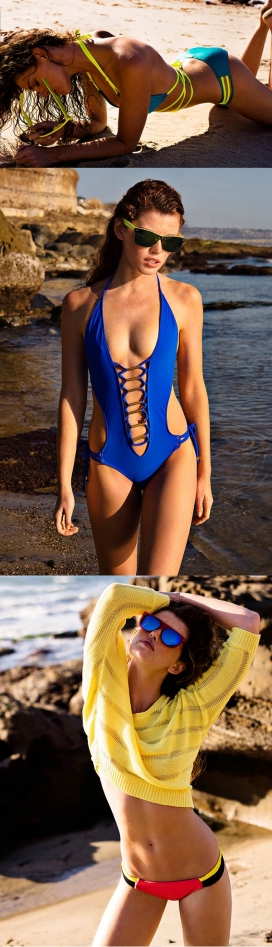 凯特・波特-夏天的“霓虹灯”五颜六色的泳装海滩