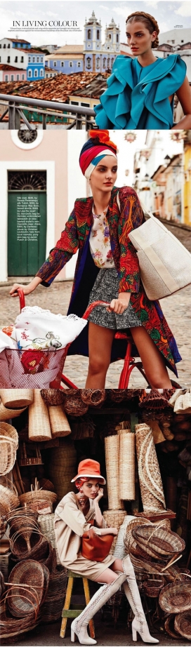 巴西萨尔瓦多市的色彩，正宗的20世纪60年代巴西民族条纹风格时装秀-玛丽・克莱尔澳大利亚2013年3月