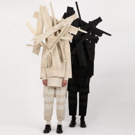 伦敦设计师Craig Green-2013年秋冬季收集的老式面具碎裂的木板时装