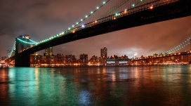纽约布鲁克林大桥夜景