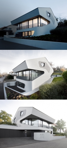 OLS一个四口之家房屋建筑-圆形使人联想到恐龙的头，大眼睛，呲牙