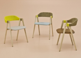 靠背包裹A字形的木腿椅-西班牙设计师Patricia Urquiola作品