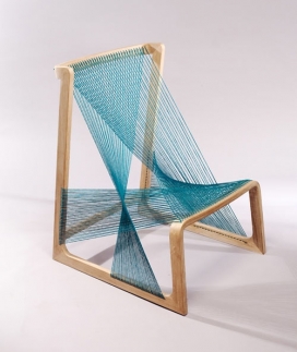 看起来像竖琴-用丝线串成通用橡木制成的背部座椅