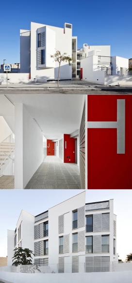 两个锯齿形的公寓楼，围绕着一个中央庭院-西班牙Castell-Pons建筑团队作品