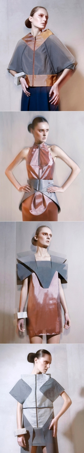 几何形状质感服装-乌克兰时尚品牌DZHUS秋冬混凝土袖口时装
