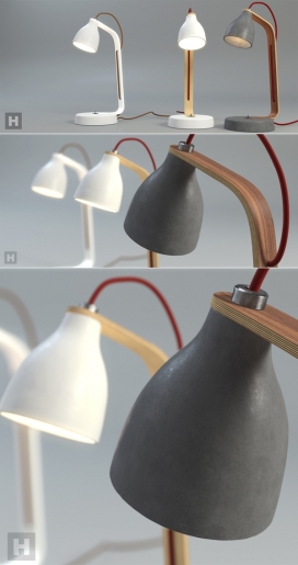 黑白低头工作灯设计