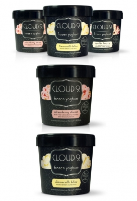 Cloud 9冷冻酸奶包装-丰富的黑色和银色的重复图案