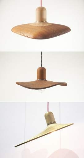 硬木帽子吊坠吊灯设计