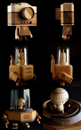 木制相机机器人字符-木材主要采用是黑胡桃，枫木，榉木，斑马木，绿柄桑木和橡木。