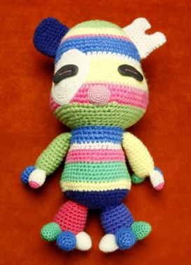 金色的兽-彩色弹珠-五彩针织毛线娃娃