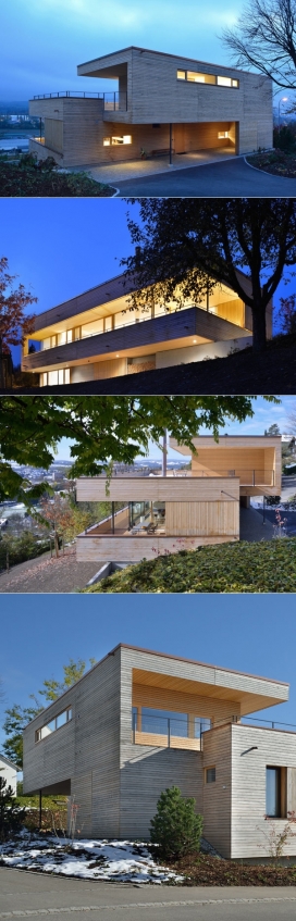 坐落在一个倾斜地段的别墅