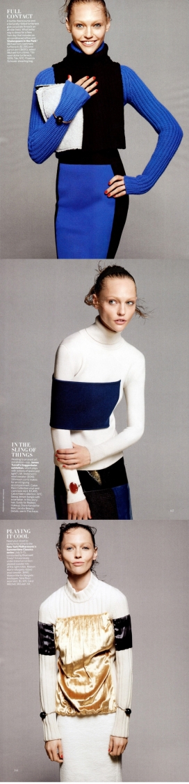 卡米拉尼克森-Vogue美国2013-7月-采用白色，黑色和蓝色为主的女装秀