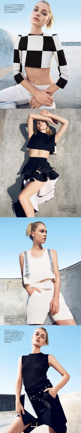 森林湖-英国模特Farah Holt进入到洛杉矶-时装大多是黑色和白色，曲折的各种图案和图形瞬间脱颖而出