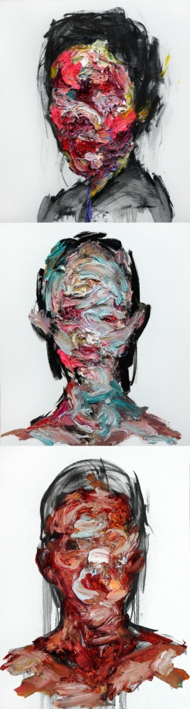 木炭油漆水彩人像插画