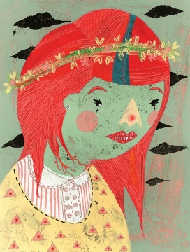 红头发公主的故事-本身是很干净，清晰的-所有的图纸都是在水彩和丙烯酸中创作的