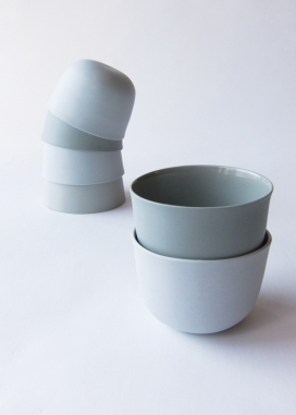 彩色瓷杯-壁厚1-2毫米，每杯都是经过精心塑造成椭圆形的，以更好地融入一个人的手掌，天鹅绒般的触感