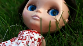 躺在草丛中的雷蒙娜娃娃