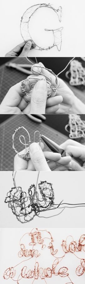 Wire Type创意铁丝字母设计
