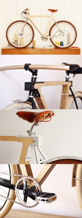木材和钢铁BSG自行车-车身采用白蜡木框架和钢构件组成
