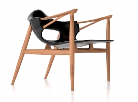 Bone chair红橡木玻璃钢皮革椅子-灵感来自人体骨骼的形状，没有任何尖锐，直线的，而是充满各种曲线婀娜的形状