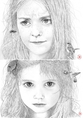 童年寓言-女孩人像逼真插画