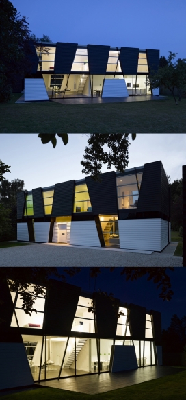 切片成不规则形状模仿树枝弯曲角度的房屋