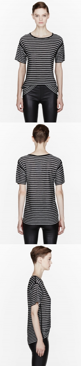 斑马条纹针织女性上衣时装秀