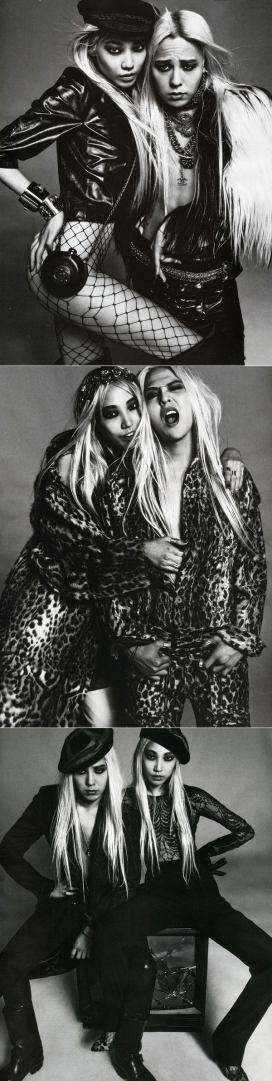 Vogue韩国-个性凌乱但迷人的姐妹黑白人像组合-灵感来自于20世纪40年代和50年代的时尚经典