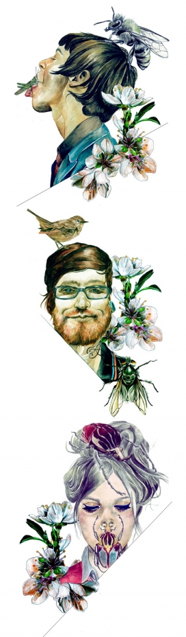 Taxidermistas-水彩人像花卉插图系列！