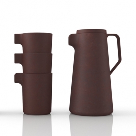 可堆叠的无釉土淤泥茶具