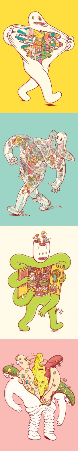 拨开外衣揭真相-看看里面有什么？-可爱卡通插画欣赏