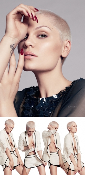“光头”也时尚-Marie Claire玛丽克莱尔英国2013年9月-英国歌手杰西展示了一个新生长的时尚一面