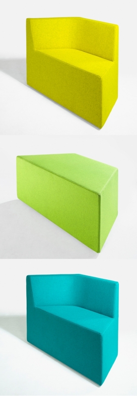 五彩沙发躺椅设计-无限阵列的形状和图案，每一个角都采用不对称的形式，使他们可以聚在一起