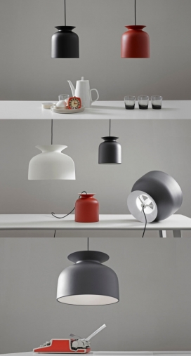 一个现代陶器花瓶吊灯-由德国设计师奥利弗・希克设计，提供两种尺寸，多种颜色，灵感来自钟