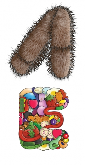 形形色色的英文字母组合插画排版