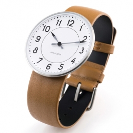 Dezeen手表-丹麦现代主义设计师Arne Jacobsen作品-每个手表是按比例缩小的复制品，最小的脸和一个圆形图案与表盘的形状产生相呼应