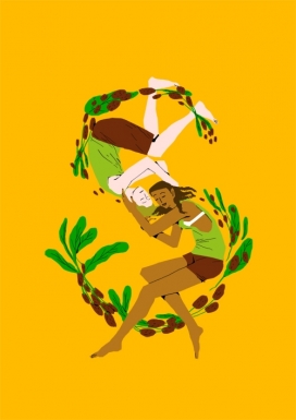 一个真实的故事-卡通人像字母插画