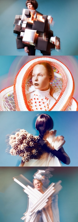 爱沙尼亚艺术学院学生3D立体打印的纸张时装作品-都有自由支配的色彩和形式的艺术