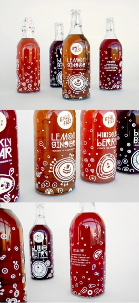 快乐的插图-红茶菌液体包装欣赏