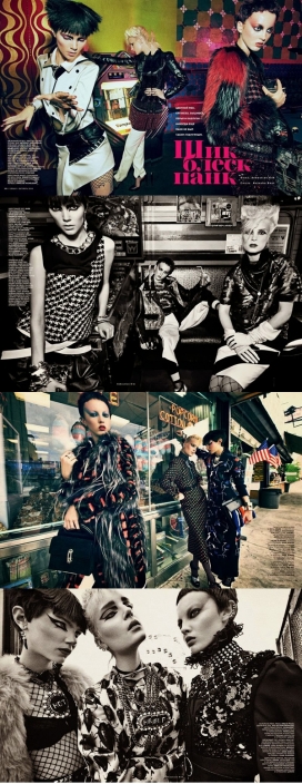 Vogue俄罗斯-时髦的图案和冲突版画展现大量的朋克时装风格